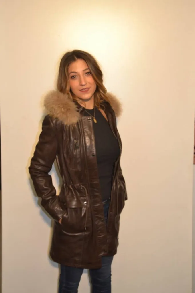 3/4 cuir marron femme