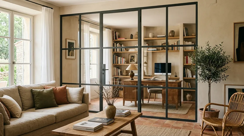 Création d'une verrière intérieure sur mesure en acier à Marseille vers Aubagne : séparation d'espace moderne pour votre salon
