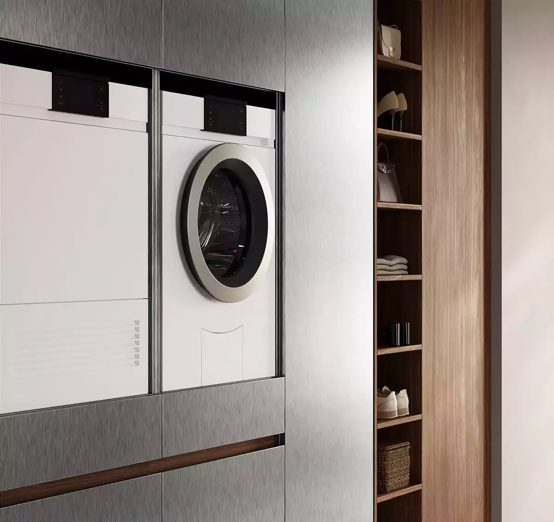 création d'une buanderie sur mesure avec machine à laver en hauteur à Montauban
