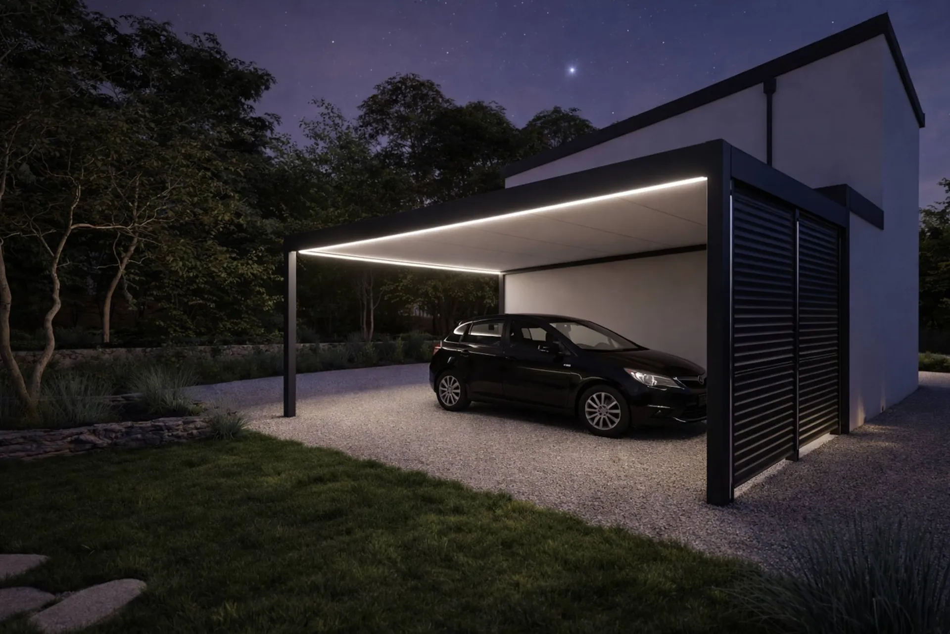 Installation d'un carport noir en aluminum près de Gardanne