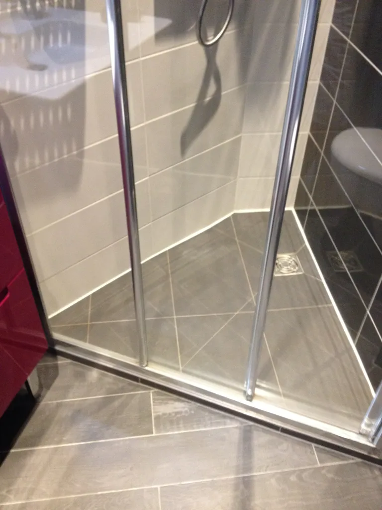 Douche à l’italienne optimisée pour maximiser l’espace dans une petite salle de bains rénovée à Lyon (Rhône – 69)