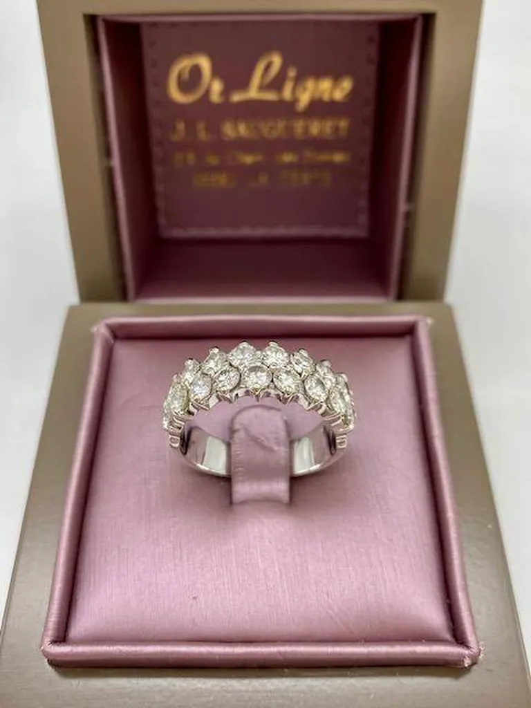 Bague or blanc 750/1000ème double rangée de diamants occasion Or Ligne La Teste Bassin d'Arcachon