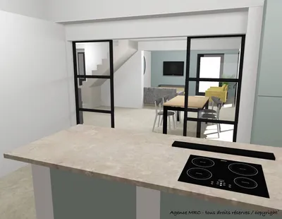 architecte d' intérieur pour rénover et décorer une villa sur region d' Aix-En-Provence cuisine verrière