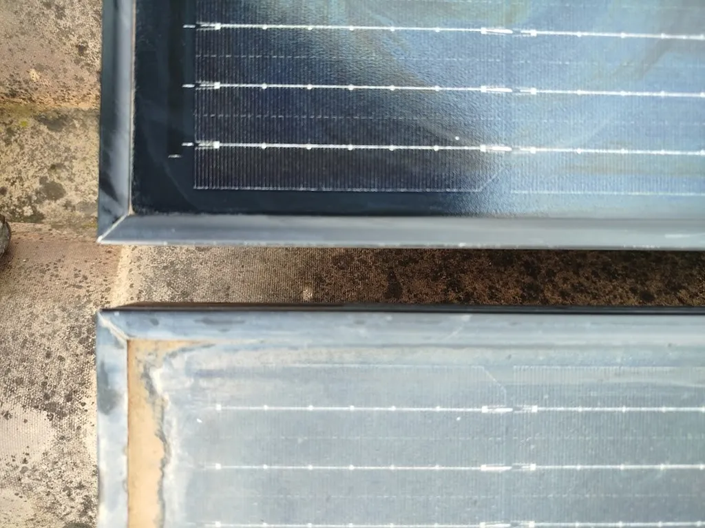 Avanat et après nettoyage des panneaux photovoltaîques par infiny elec sur Montpellier dans l'Herault