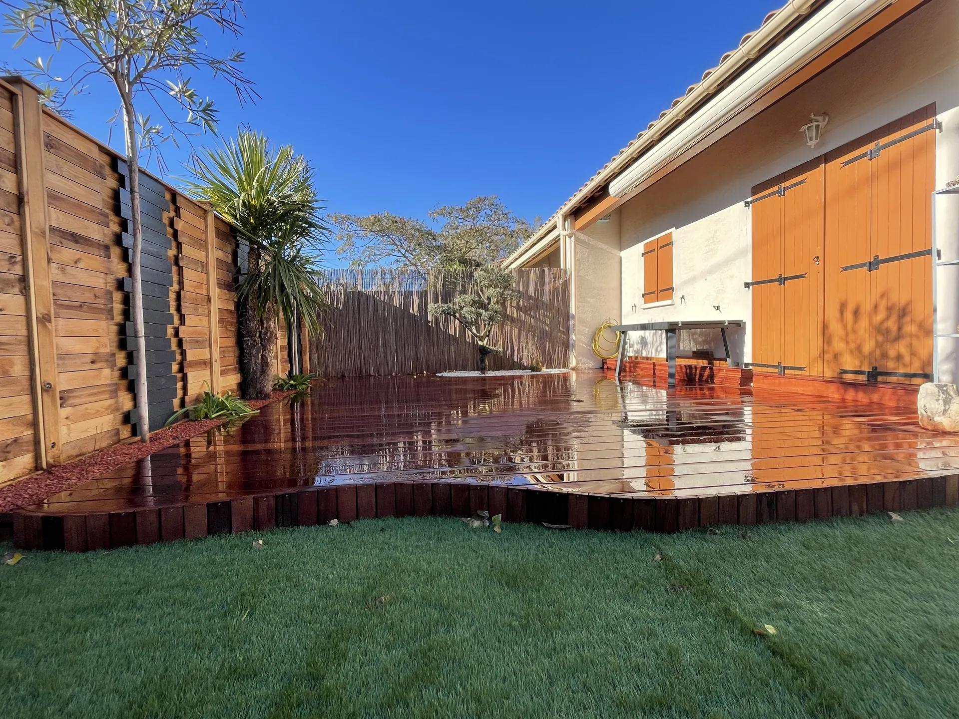 Terrasse en Merbeau, poser sur dalle Béton 