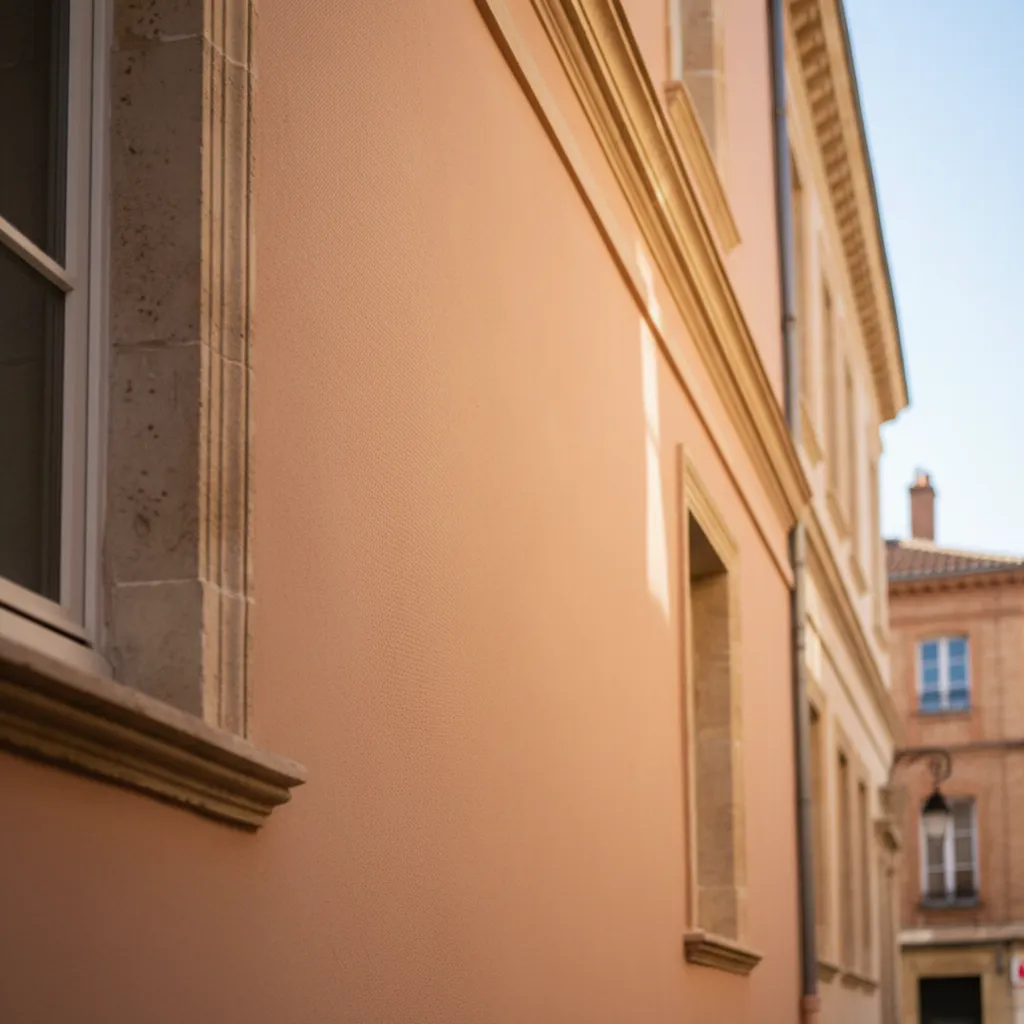 Rénovation de façade à Toulouse avec ravalement complet nettoyage haute pression décapage mécanique et application d’un revêtement d’imperméabilité I3 armé en fibre de verre en Haute-Garonne 31