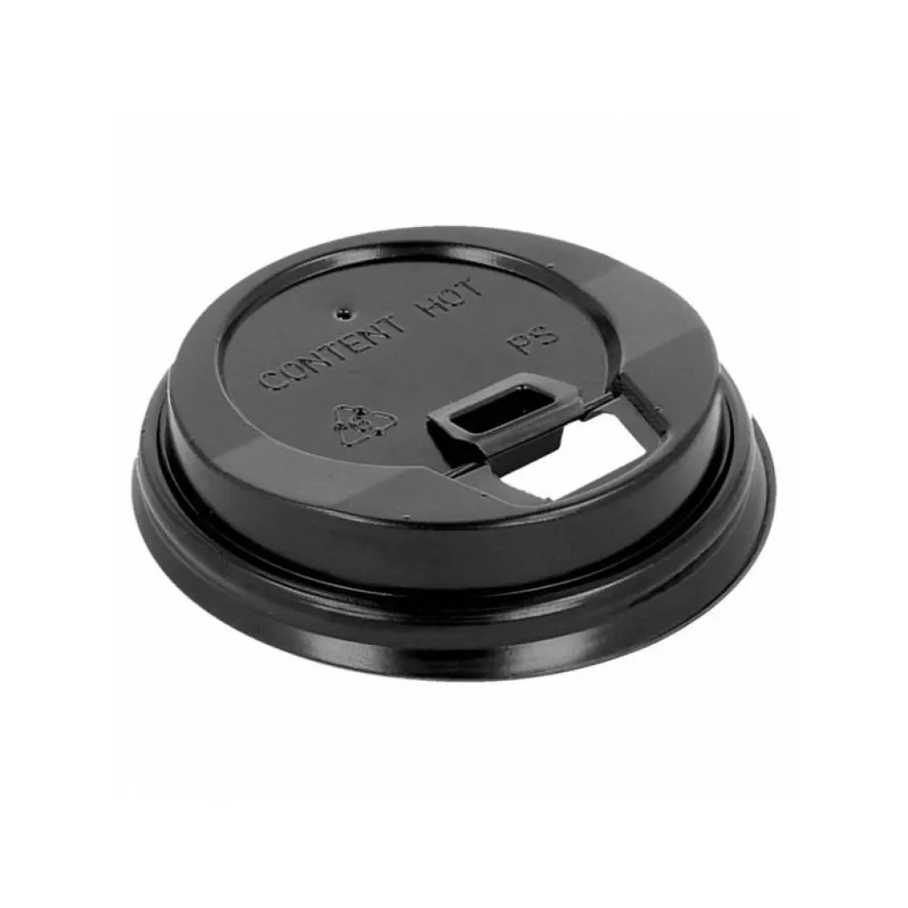 couvercle noir en PS pour gobelet à boisson chaude