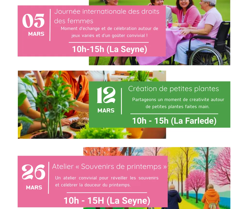 Animations – Mars 2026 à La Seyne-sur-Mer et La Farlède