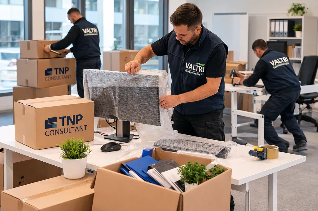 Démontage et protection du mobilier professionnel lors du déménagement de la société TNP Consultant à Marseille
