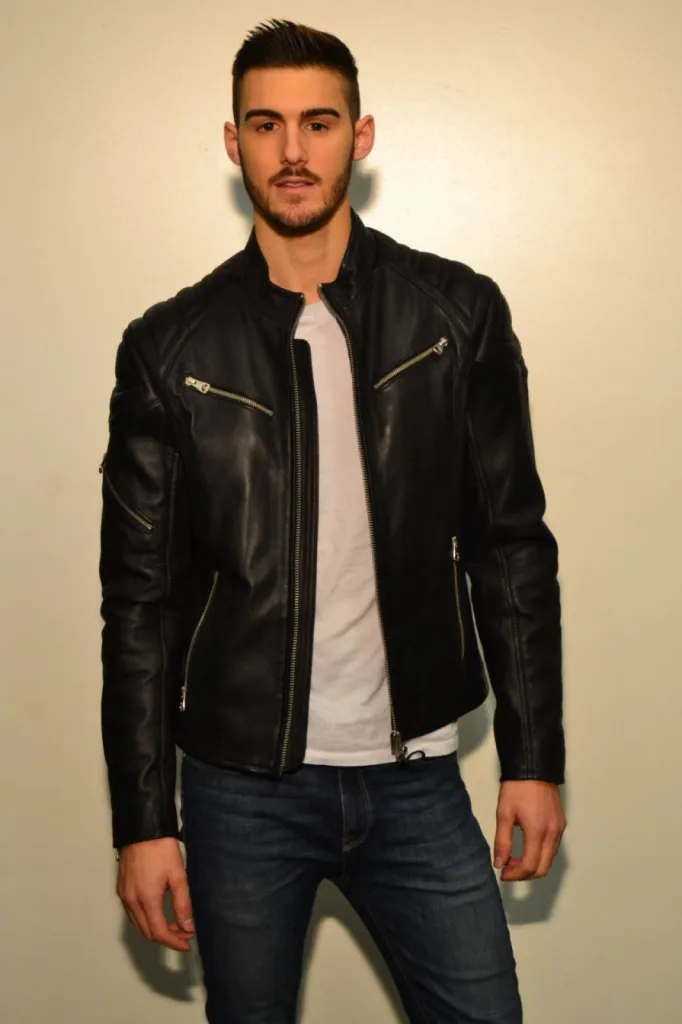 blouson cuir noir Redskins homme