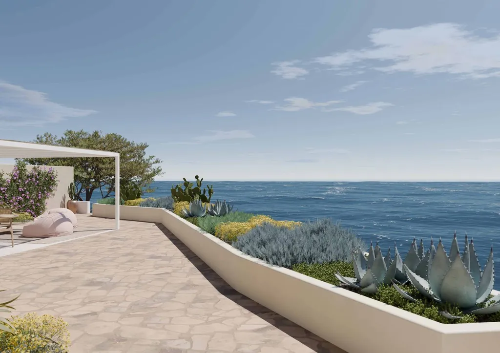 Création d'un muret à Sausset-les-Pins, offrant une vue imprenable sur la mer tout en apportant une touche de rusticité au jardin