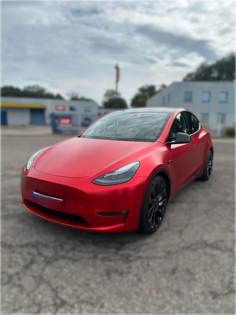 Covering complet rouge sur Tesla Model Y 