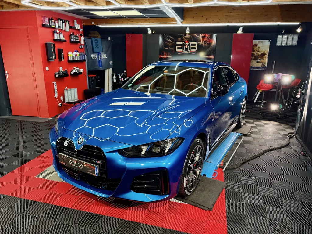 BMW i4 M60 – Protection céramique GYEON Infinite par EMB Detailing à Vaugneray (Lyon)