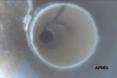 Réparation par manchette en fibre de verre de la canalisation EV dans chambre Bonnieux Vaucluse 