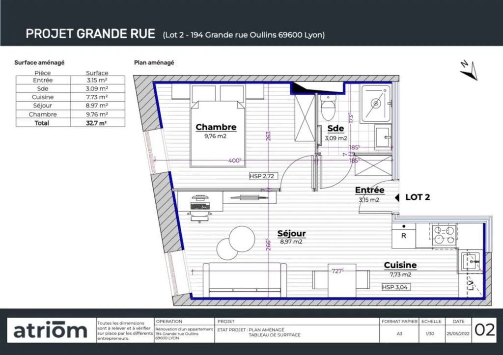 Appartement T2 proche de toutes les commodités idéal premier achat ou un investissement à Oullins proche de Lyon