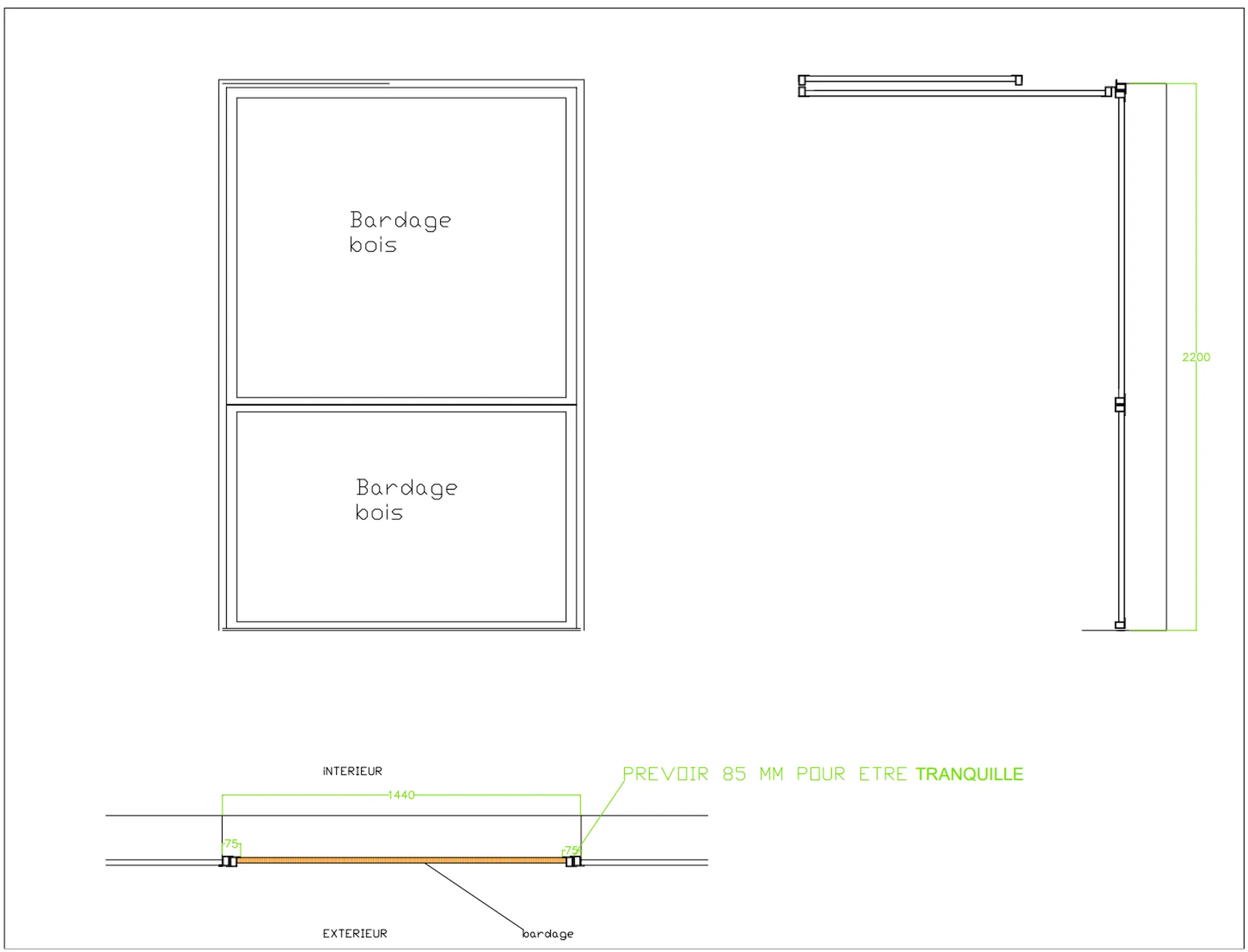 Dessin Technique Volet à projection proche de Bordeaux