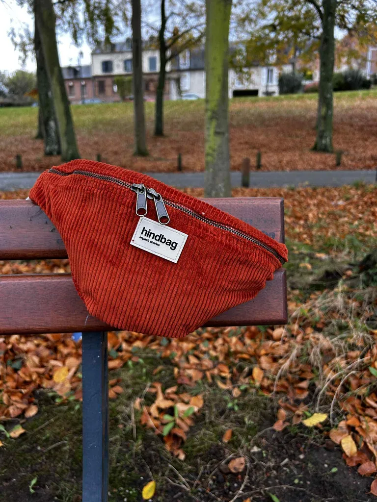 Sac banane Hindbag Olivia velours brique disponible chez Evasion Eu