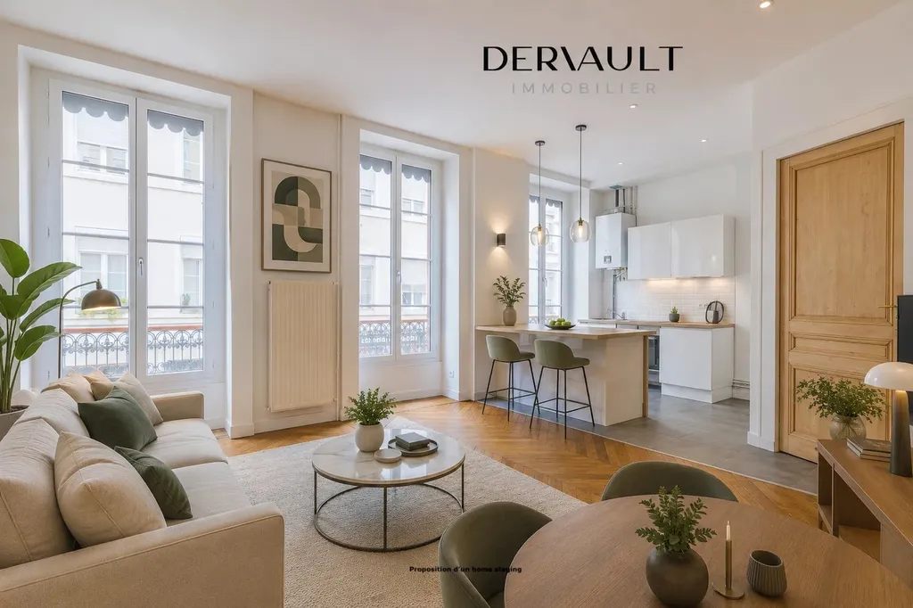 Appartement T2 rénové de 54 m² à vendre à Lyon 6, secteur Masséna-Brotteaux