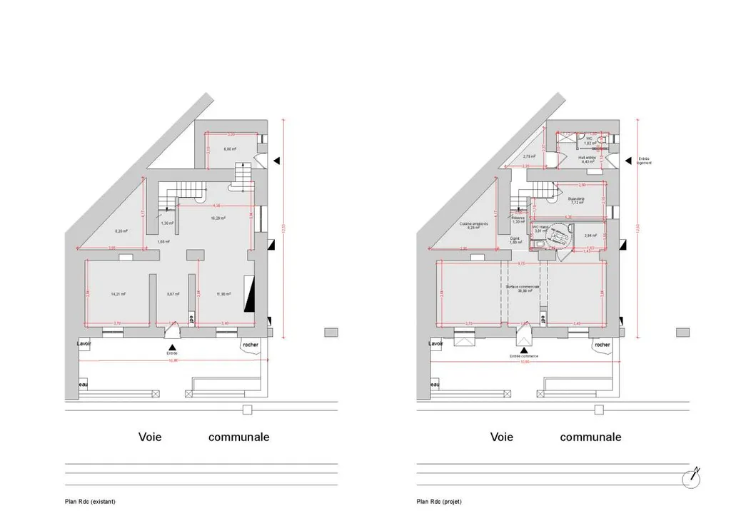 plans RDC - rénovation de maison de village à Fontaine de Vaucluse (84)