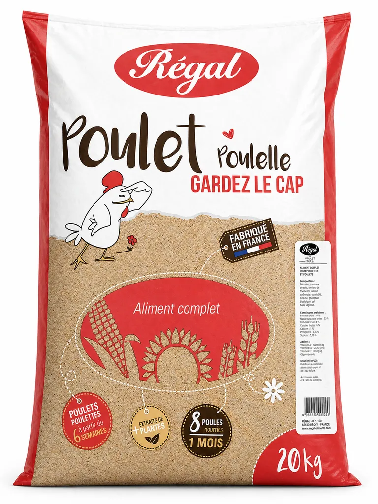 Aliment poulet et poulette Régal – nutrition complète pour croissance et développement des volailles