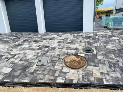 Entrée garage pavé à Wasselonne, près de Strasbourg CLK