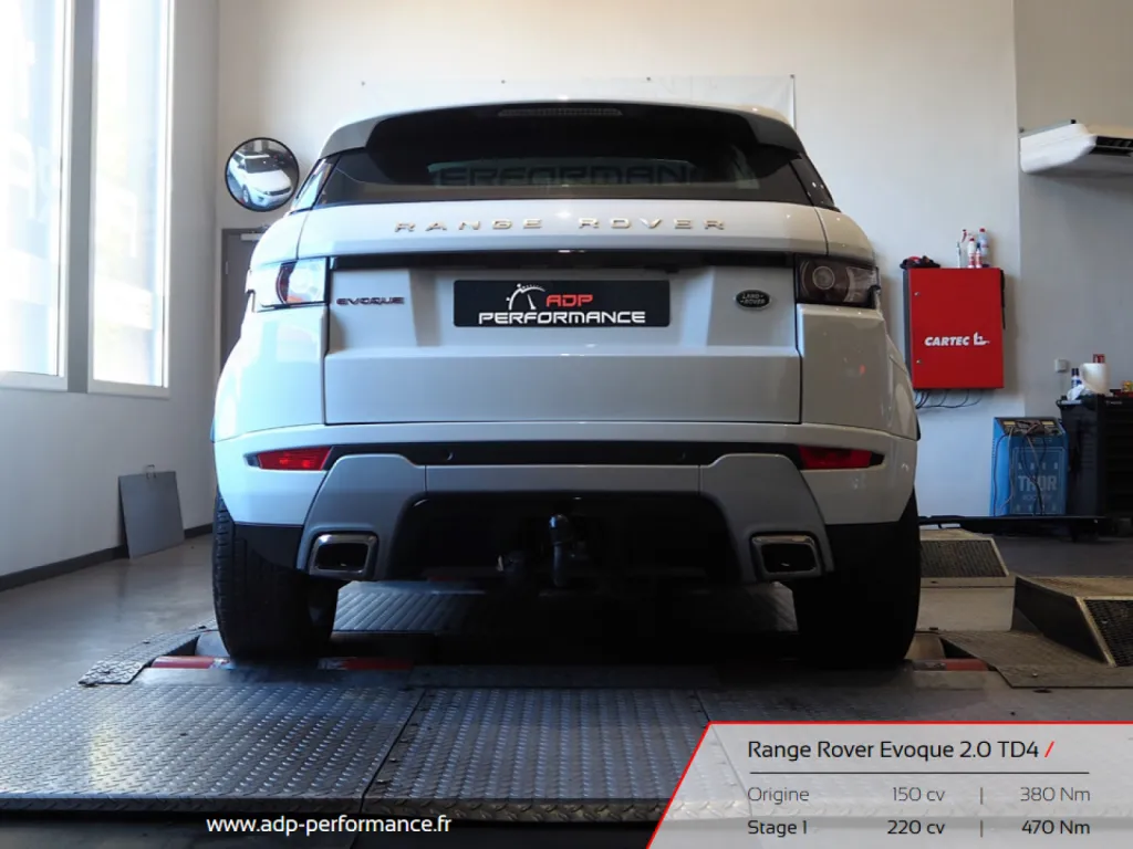 Reprogrammation moteur Aix en Provence - Range Rover Evoque 2.0 TD4 150cv - ADP Performance