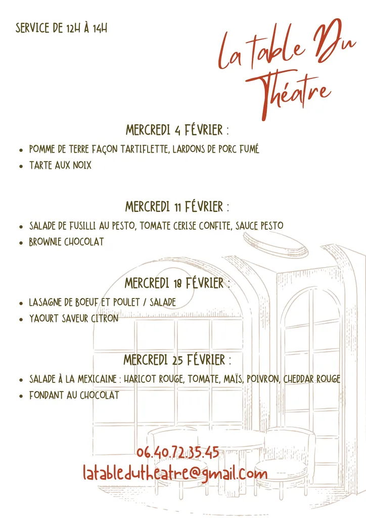 Le menu étudiants du mois de février à 8€ tous les mercredi au Restaurant du Théâtre de Sète
