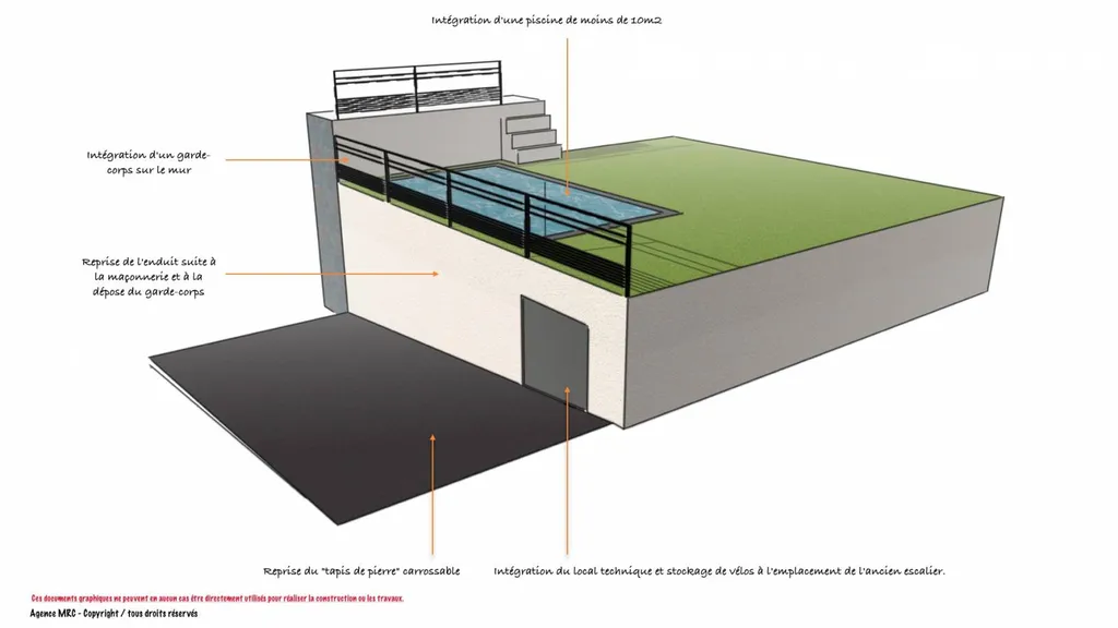 Architecte paysagiste à Venelles pour transformer le jardin d'une maison avec piscine coque, remplacement garde-corps et rénovation de terrasse pour carrelage effet bois