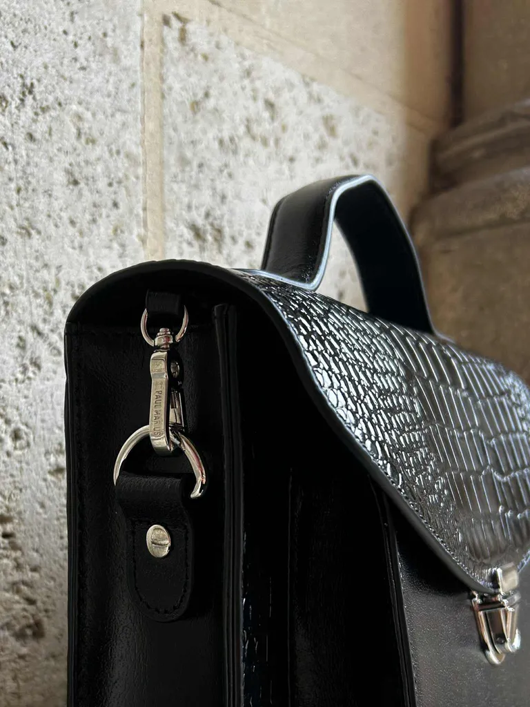 Sac Paul Marius Mademoiselle George Croco Vernis Noir indisponible chez Evasion Eu