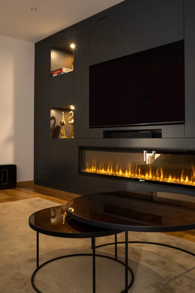 Meuble TV avec rangements sur mesure au design moderne à Mirabel