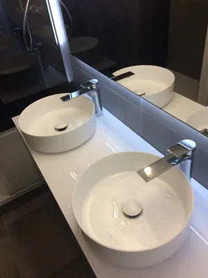 double vasque céramique à poser blanche