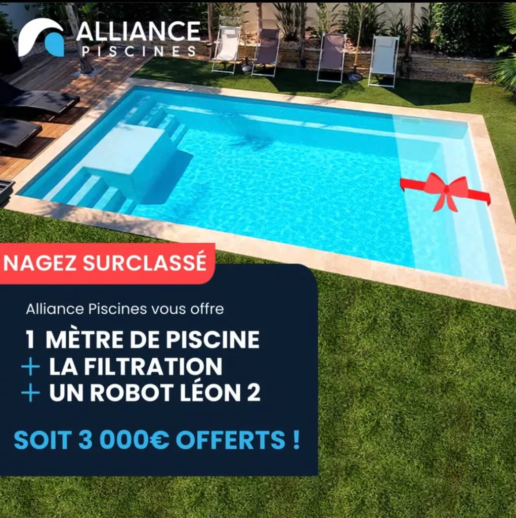 1m de piscine, un robot et une filtration pour piscine coque moderne offert