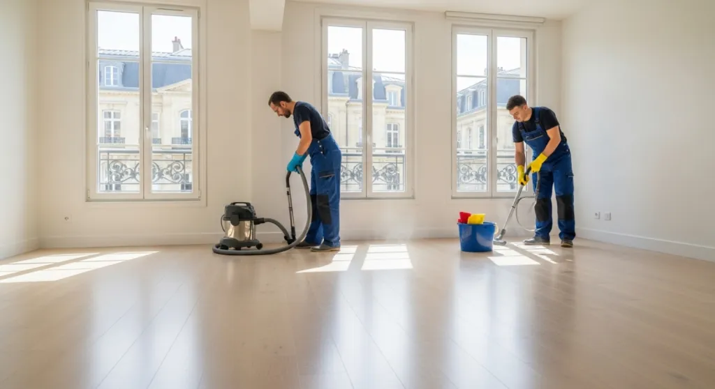 Service de nettoyage complet après travaux avec enlèvement de gravats et poussières pour appartement rénové à Bordeaux centre