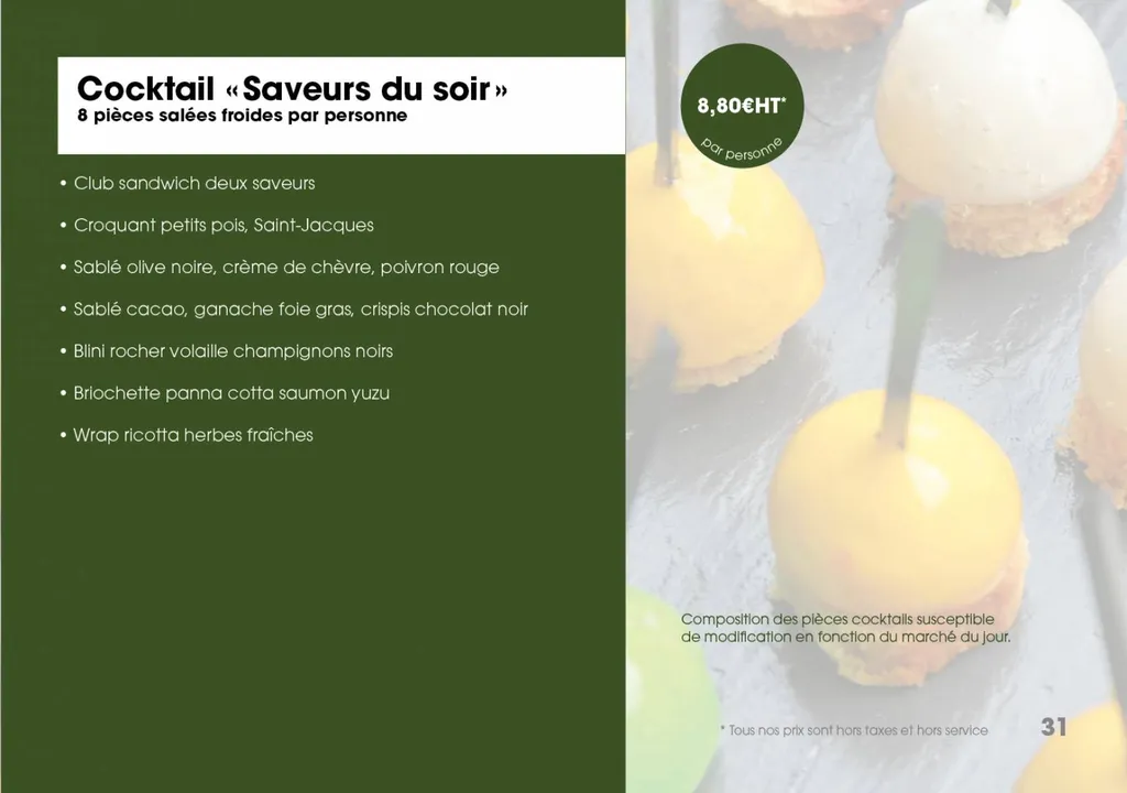 COCKTAIL SAVEUR DU SOIR 8 PIECES
