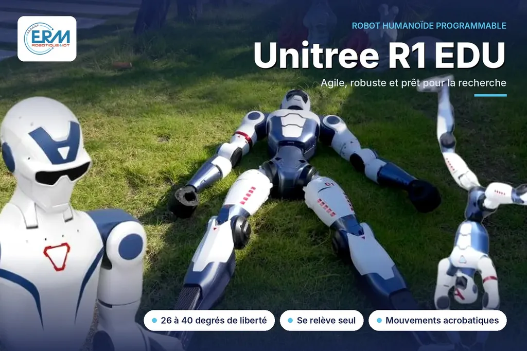 Robot humanoïde Unitree R1 EDU pour l'éducation et la recherche, distribué en France par ERM Robotique
