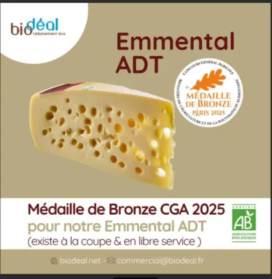 L’Emmental ADT bio médaillé de bronze au Concours Général Agricole de Paris 2025 !
