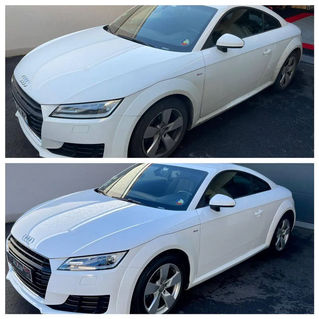 Traitement céramique Audi TT blanche à proximité de Brignais dans le Rhône