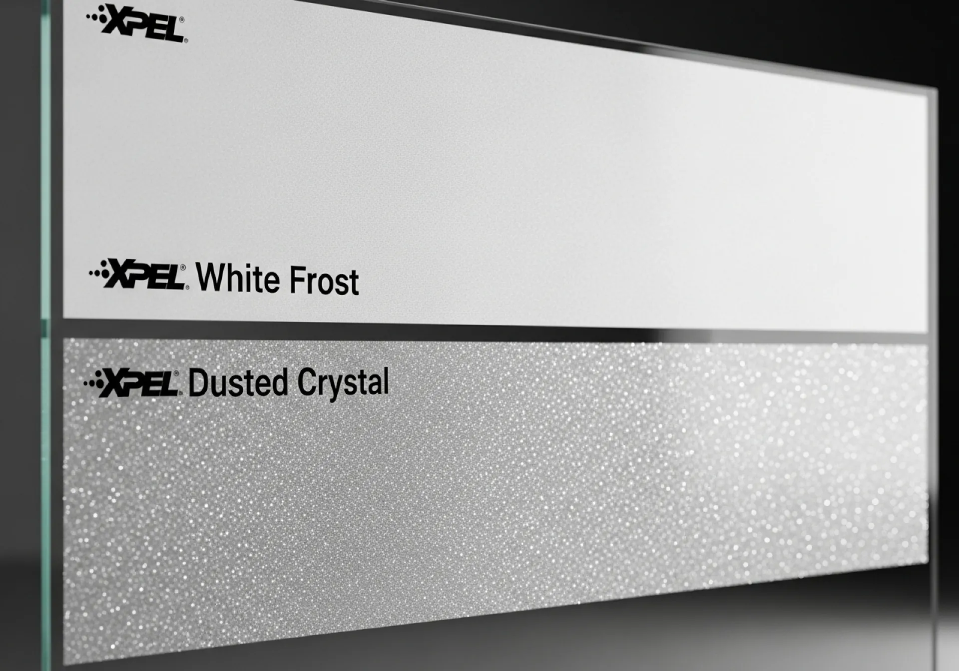 Films dépolis effet sablé XPEL White Frost et Dusted Crystal pour vitrages modernes et élégants à Genève Suisse