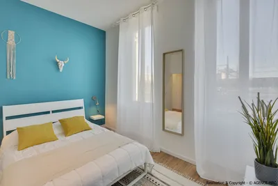 chambre appartement bleu