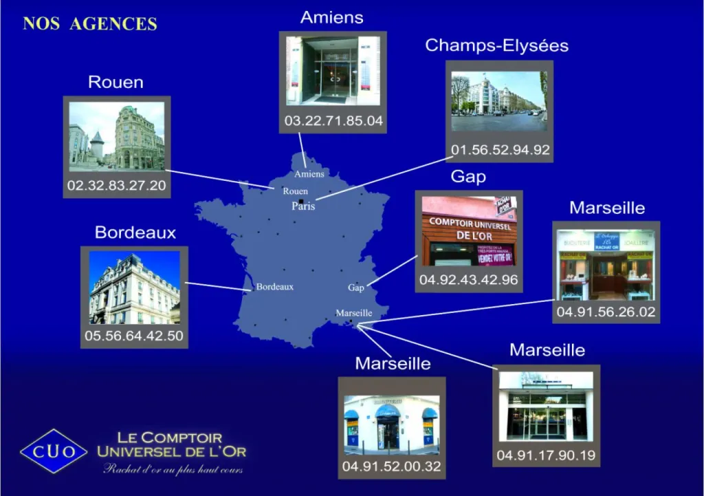 Le siège social du comptoir universel de l'or, rachat d'or de Paris à Marseille
