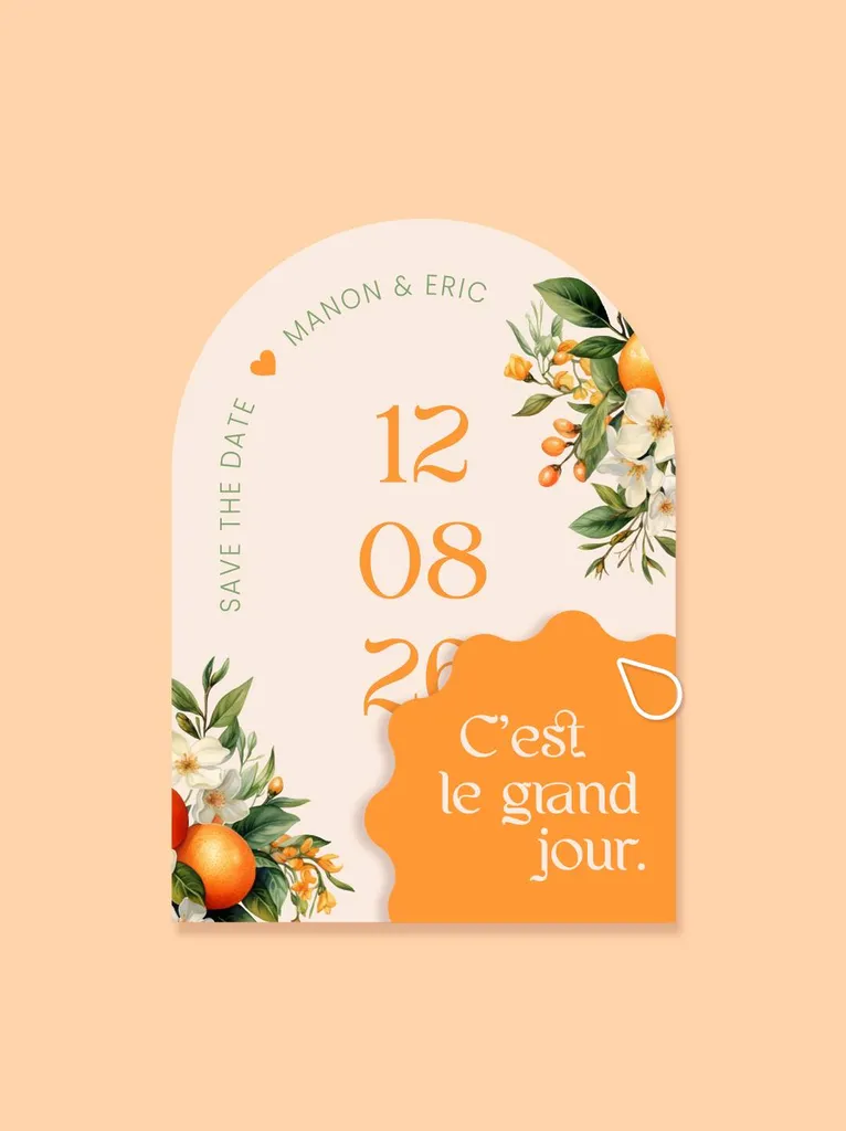 graphisme et impression faire part triptyque thème fruité mariage marseille