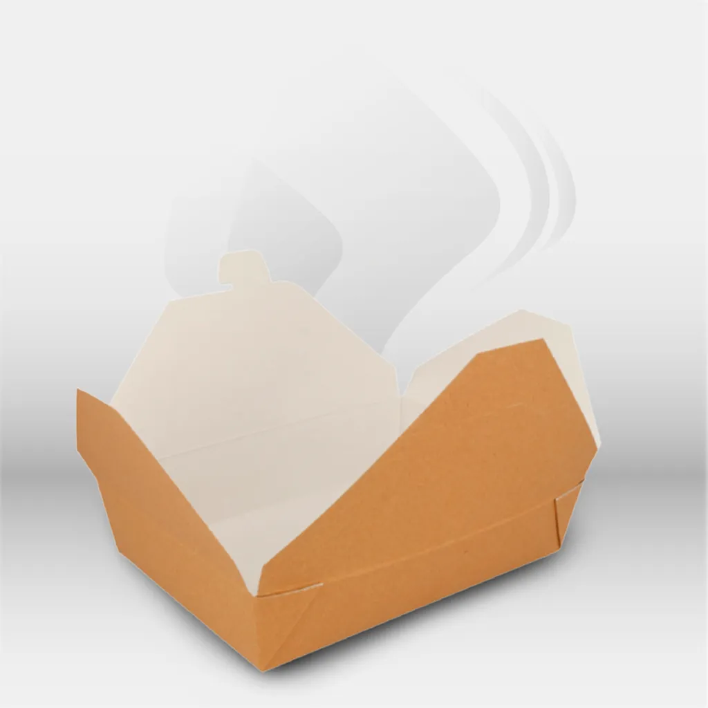 Boîte en carton américaine 1470 ml Garcia de Pou pour restauration professionnelle, idéale pour livraison, traiteur et vente à emporter, résistante aux aliments chauds et froids, micro-ondable et pratique pour le conditionnement des plats – disponible à M