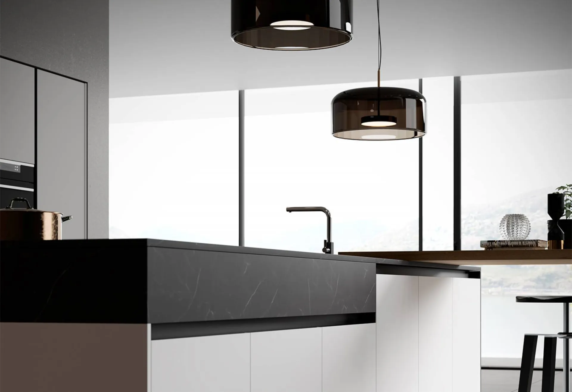 Faire installer une cuisine italienne design avec îlot  dans le Varcentral à Sanary sur Mer 