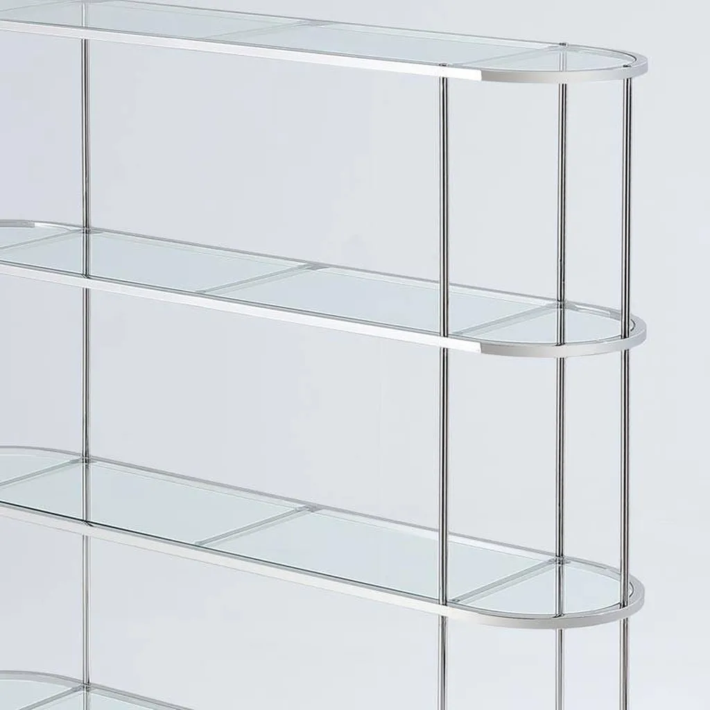 Bibliothèque chrome avec étagères en verre  hyères