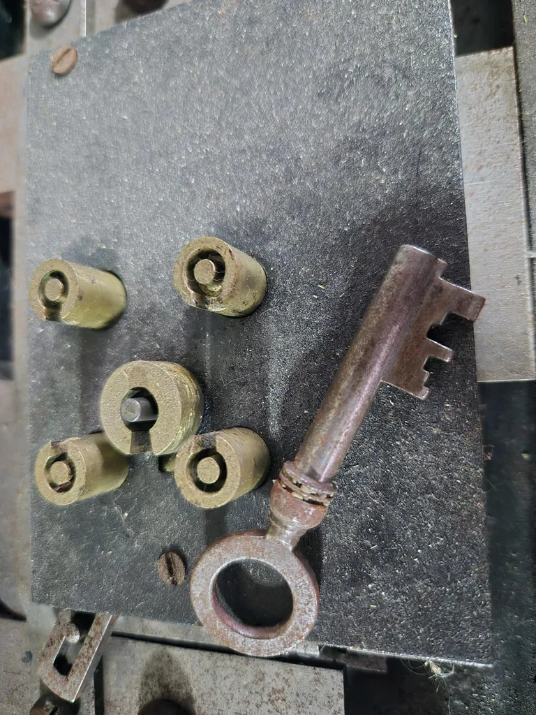 impression de clé sur un coffre-fort ancien