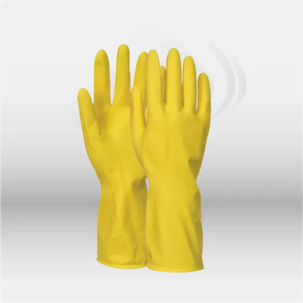 Gants nitrile jaunes flockés haute résistance chimique avec adhérence renforcée utilisés en milieu professionnel à Mont-de-Marsan, Landes (40), Nouvelle-Aquitaine et disponibles partout en France