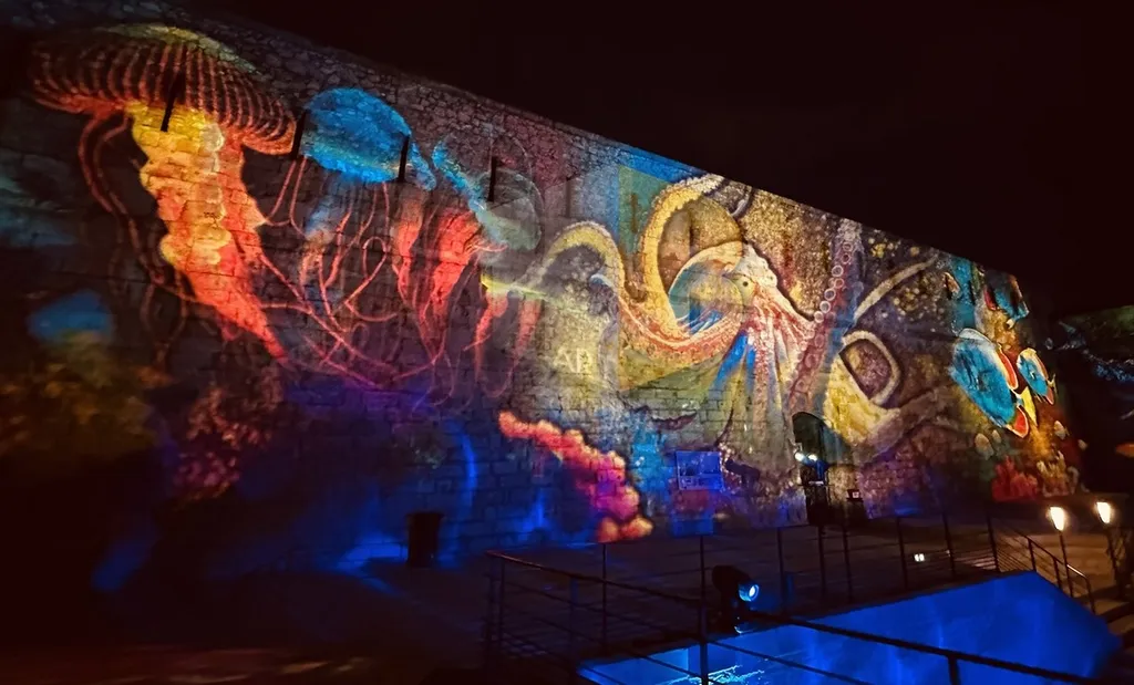Projection Mapplight sur mur intérieur à l’Hôtel Intercontinental Marseille pour événement d’entreprise allemand
