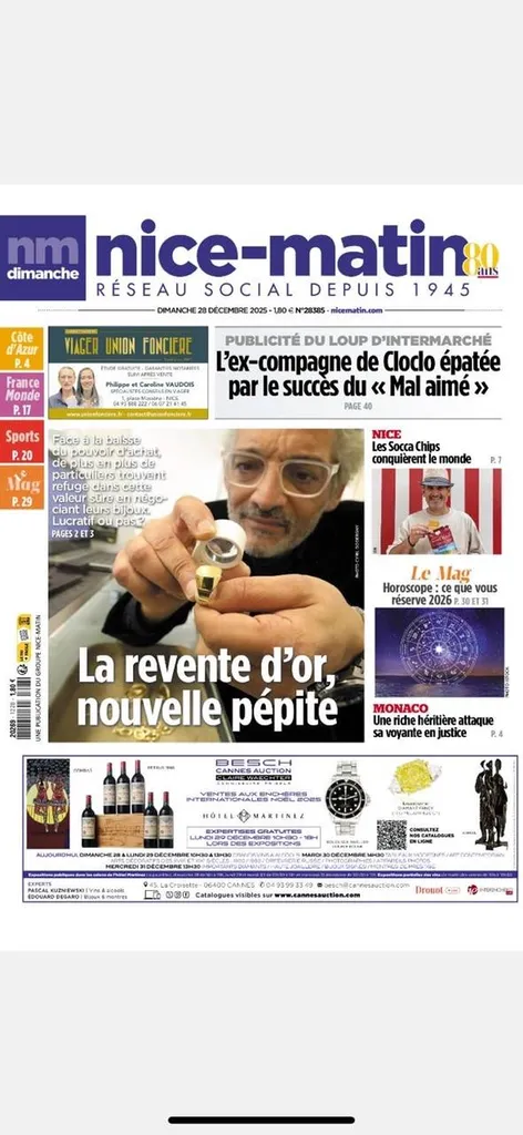 Nice-Matin consacre un article à Affaires d’Or, acteur incontournable de l’or à Nice