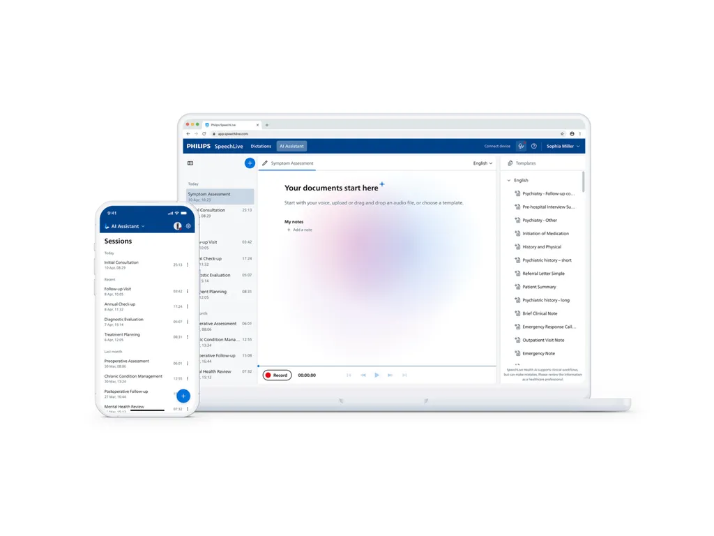 Assistant IA SpeechLive Health de Philips - Dicma