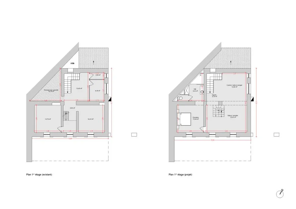 plans 1er étage - rénovation de maison de village à Fontaine de Vaucluse (84)
